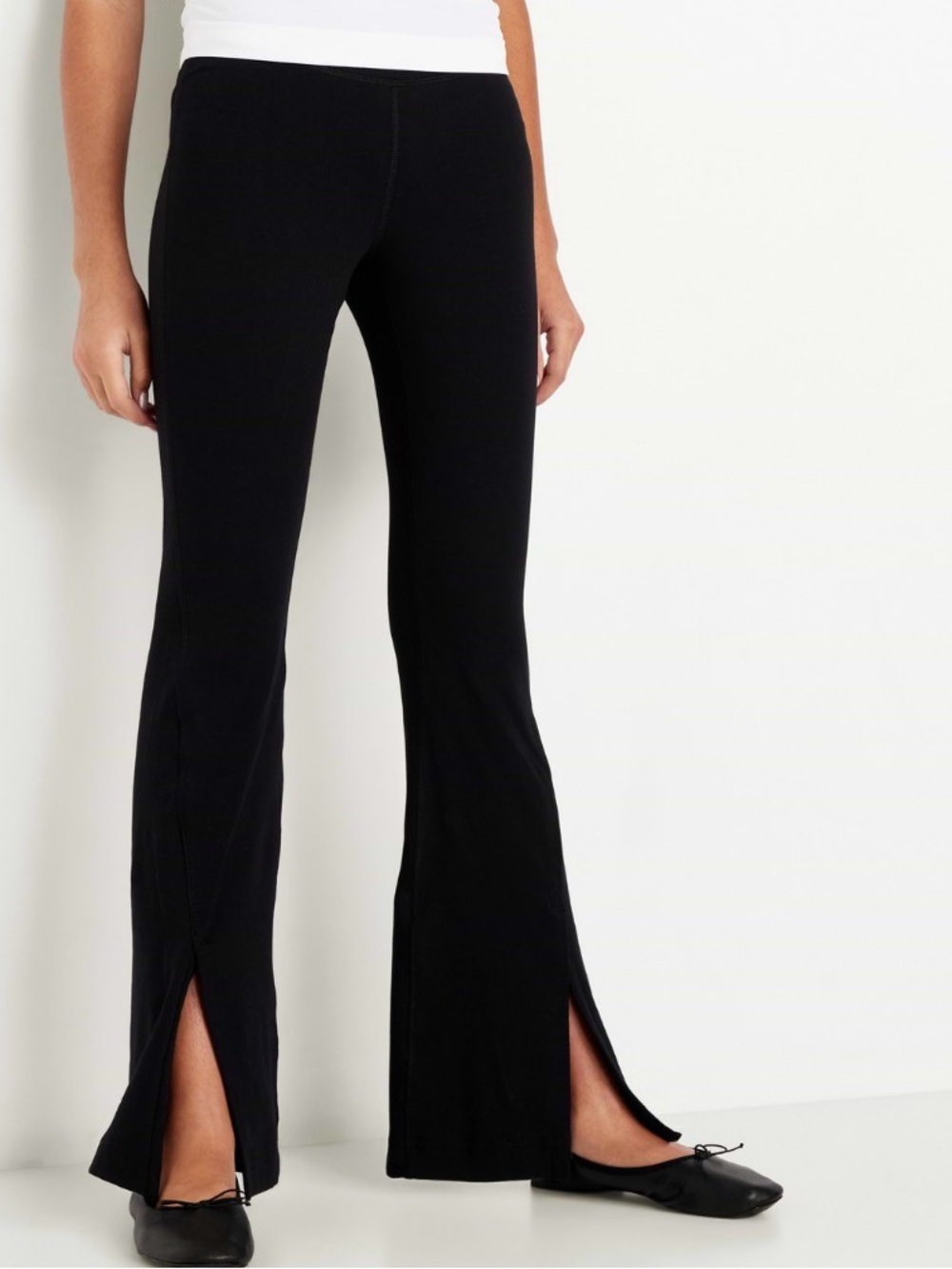 Old Navy Black Crossover Waistband Split-Hem Flare Pants
